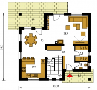 Mirror image | Floor plan of ground floor - KLASSIK 163